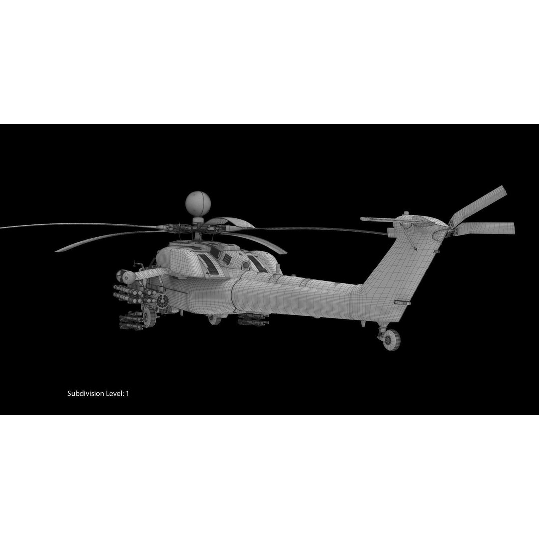 Mi-28N Gray 3D Model – Low Poly Military Helicopter, FBX, OBJ - View 11