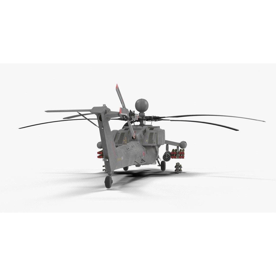 Mi-28N Gray 3D Model – Low Poly Military Helicopter, FBX, OBJ - View 12