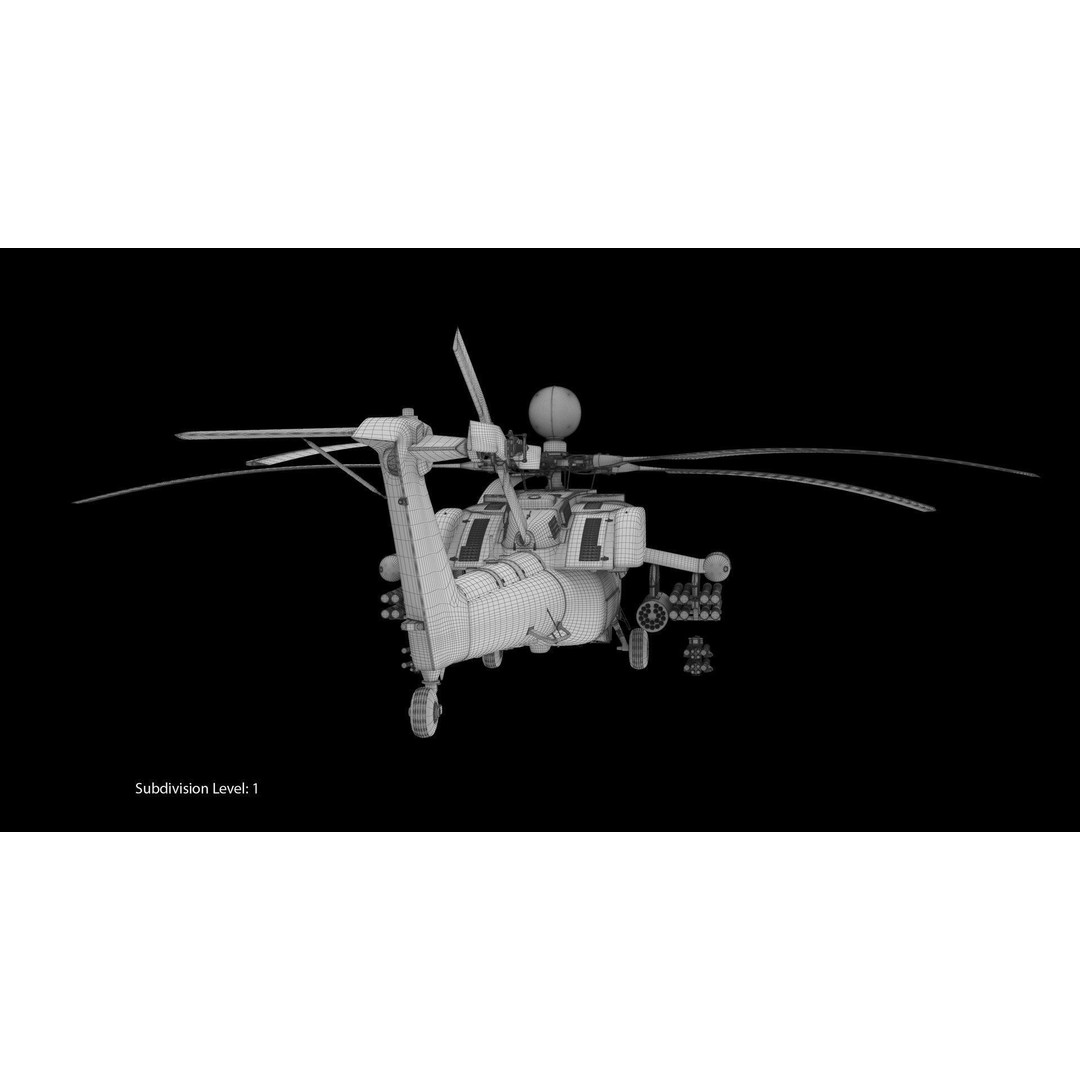 Mi-28N Gray 3D Model – Low Poly Military Helicopter, FBX, OBJ - View 14
