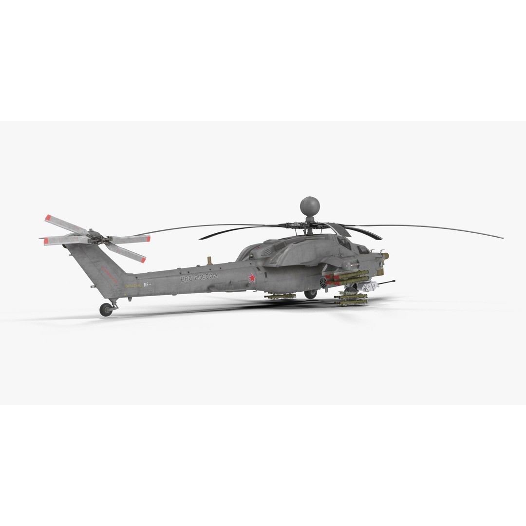 Mi-28N Gray 3D Model – Low Poly Military Helicopter, FBX, OBJ - View 15