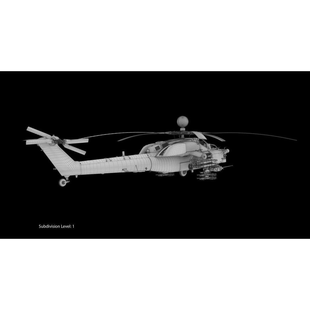 Mi-28N Gray 3D Model – Low Poly Military Helicopter, FBX, OBJ - View 17