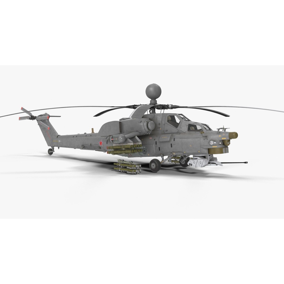 Mi-28N Gray 3D Model – Low Poly Military Helicopter, FBX, OBJ - View 18