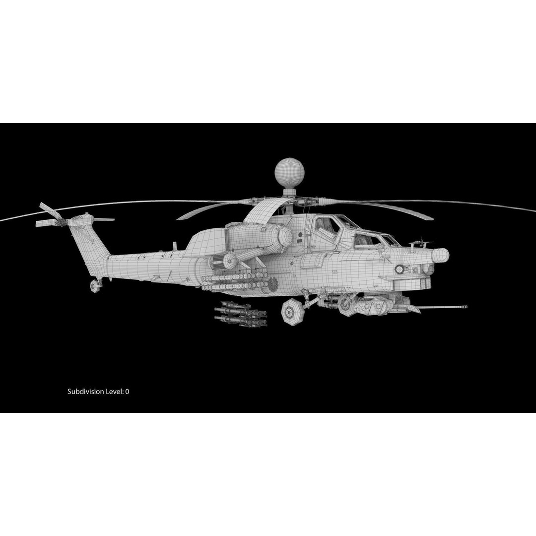 Mi-28N Gray 3D Model – Low Poly Military Helicopter, FBX, OBJ - View 19