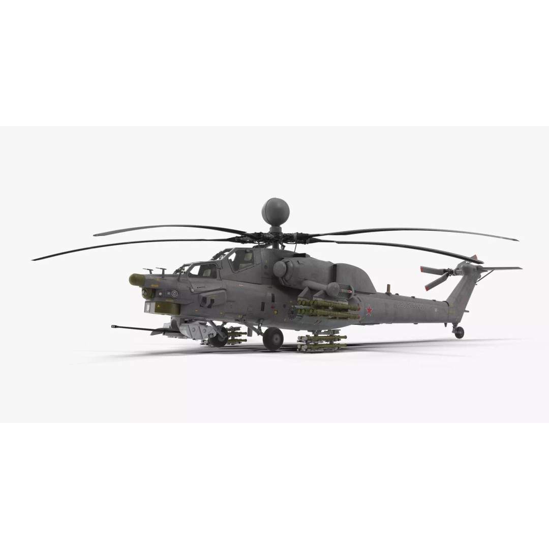 Mi-28N Gray 3D Model – Low Poly Military Helicopter, FBX, OBJ - View 2