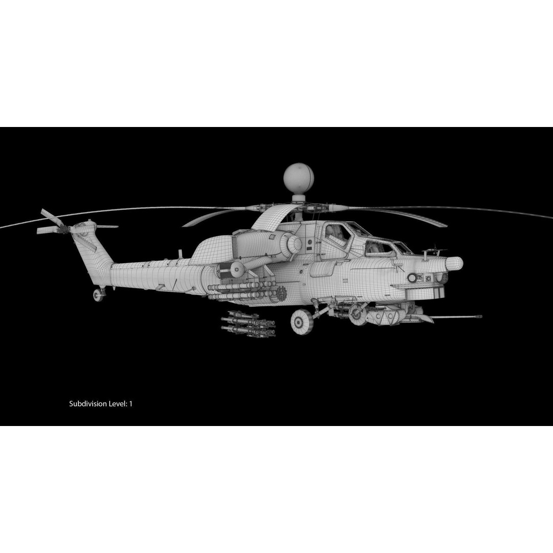 Mi-28N Gray 3D Model – Low Poly Military Helicopter, FBX, OBJ - View 20