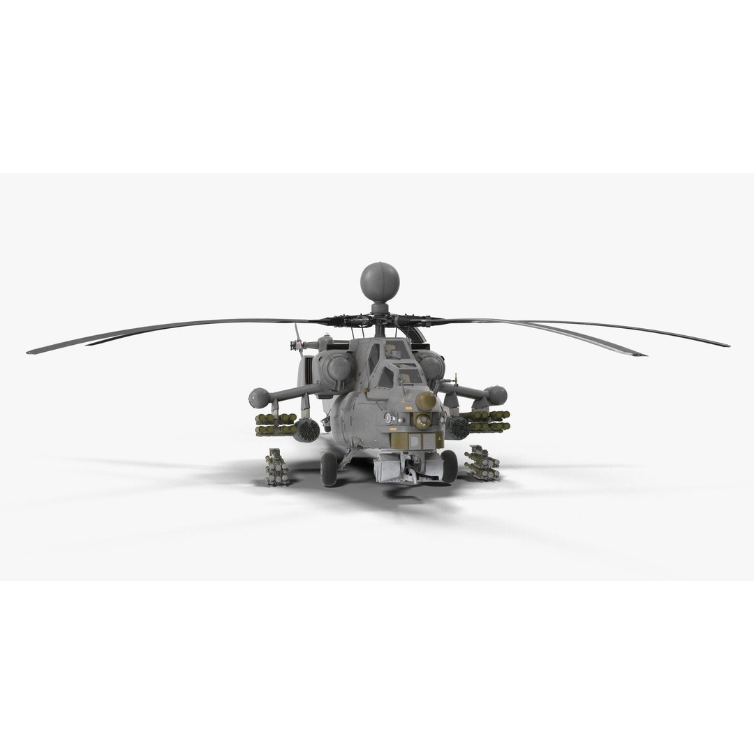 Mi-28N Gray 3D Model – Low Poly Military Helicopter, FBX, OBJ - View 21