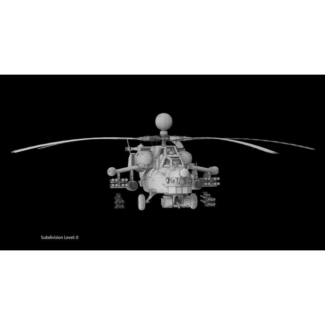 Mi-28N Gray 3D Model – Low Poly Military Helicopter, FBX, OBJ - View 22