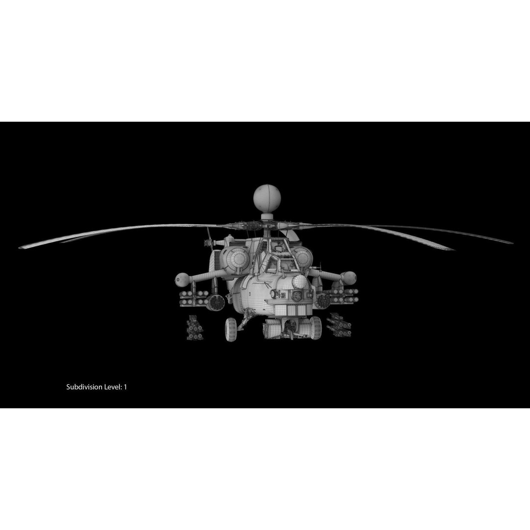 Mi-28N Gray 3D Model – Low Poly Military Helicopter, FBX, OBJ - View 23