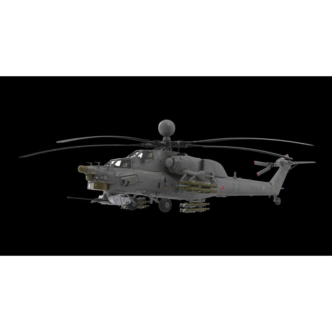 Mi-28N Gray 3D Model – Low Poly Military Helicopter, FBX, OBJ - View 3