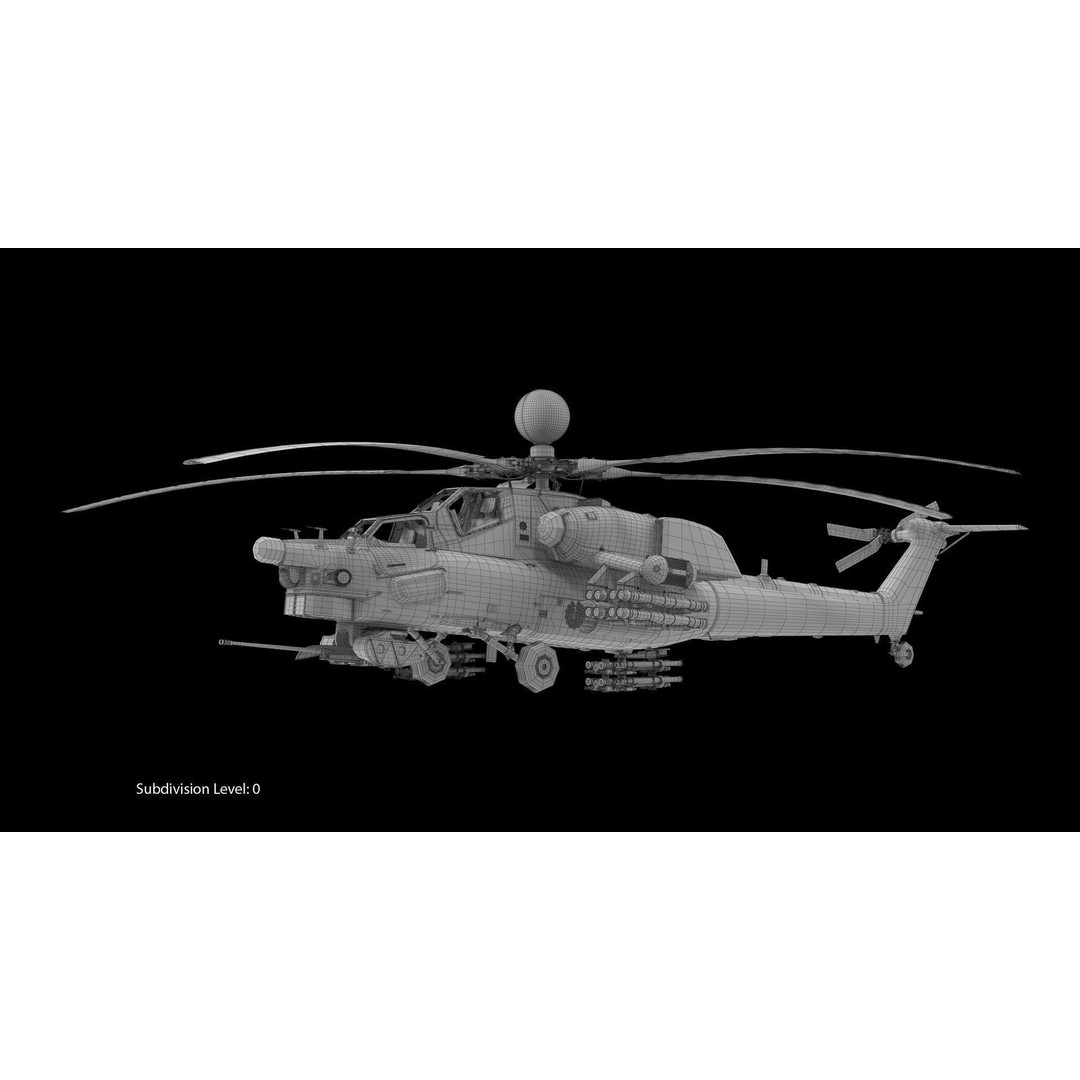 Mi-28N Gray 3D Model – Low Poly Military Helicopter, FBX, OBJ - View 4