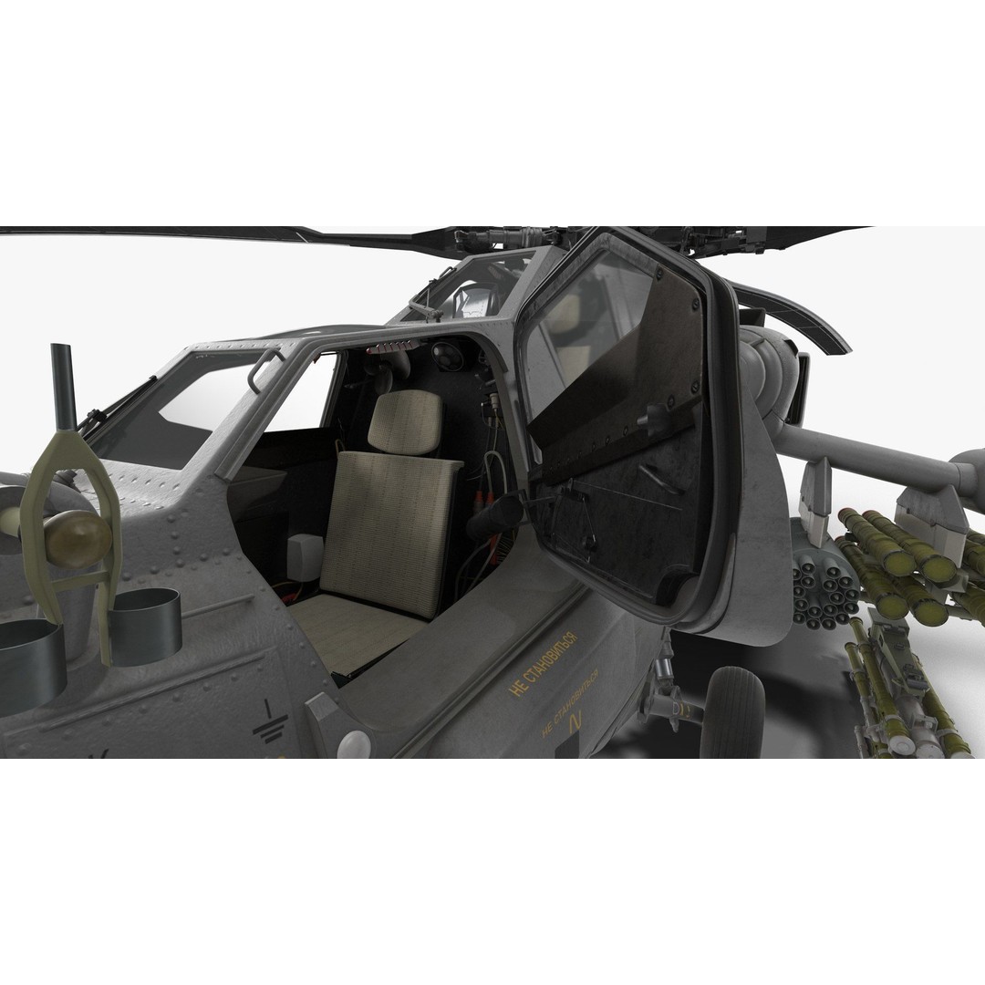 Mi-28N Gray 3D Model – Low Poly Military Helicopter, FBX, OBJ - View 45