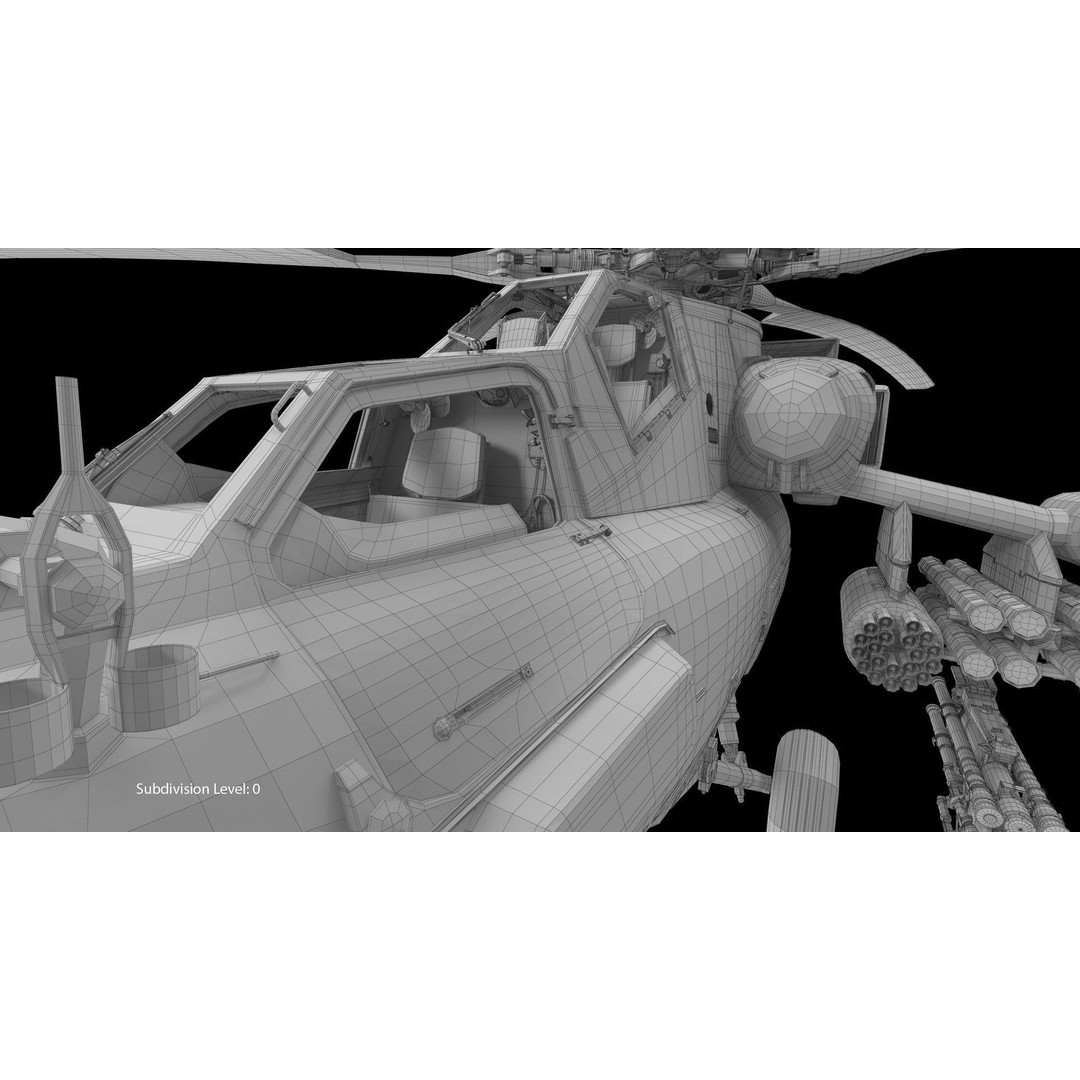 Mi-28N Gray 3D Model – Low Poly Military Helicopter, FBX, OBJ - View 46