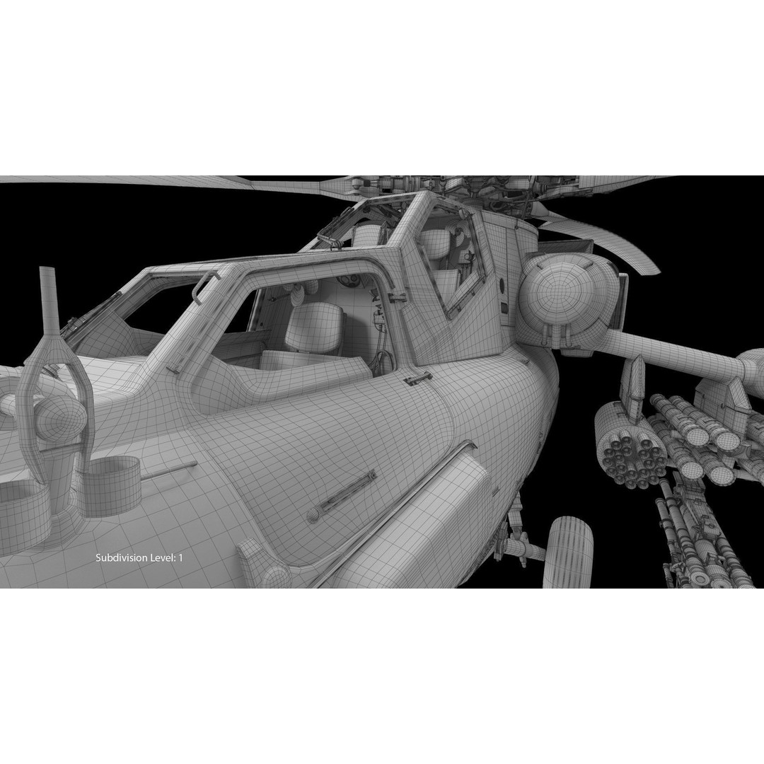 Mi-28N Gray 3D Model – Low Poly Military Helicopter, FBX, OBJ - View 47