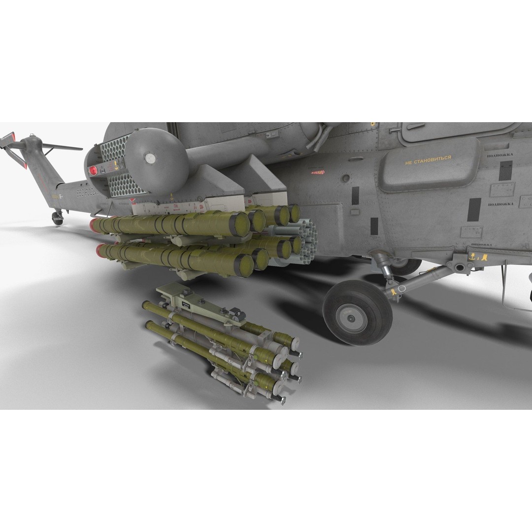 Mi-28N Gray 3D Model – Low Poly Military Helicopter, FBX, OBJ - View 48