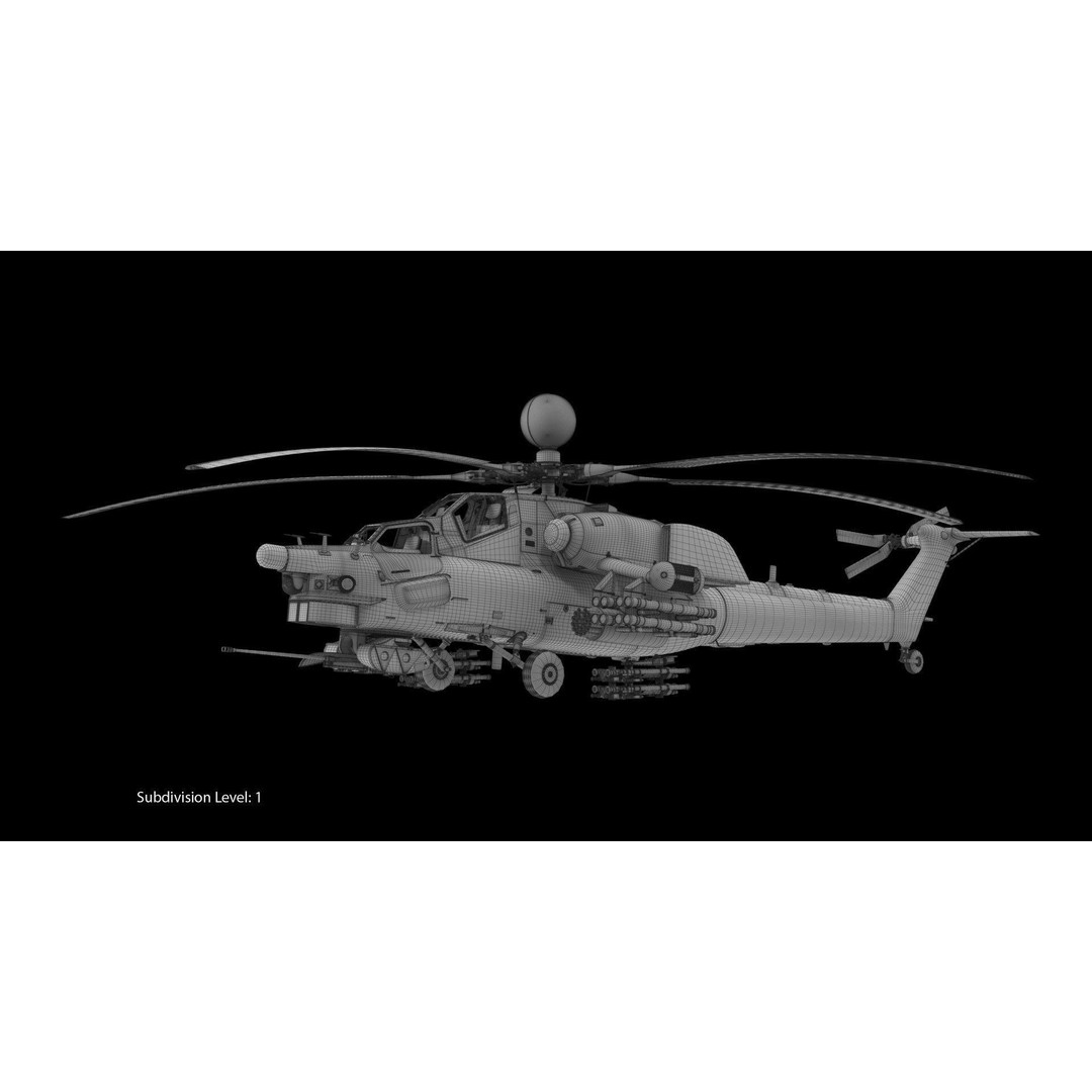 Mi-28N Gray 3D Model – Low Poly Military Helicopter, FBX, OBJ - View 5
