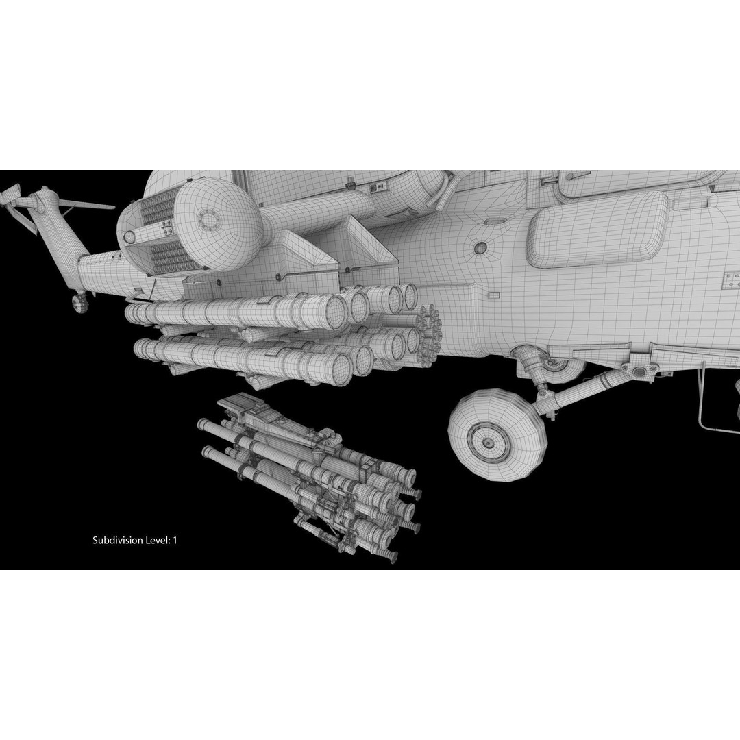 Mi-28N Gray 3D Model – Low Poly Military Helicopter, FBX, OBJ - View 50
