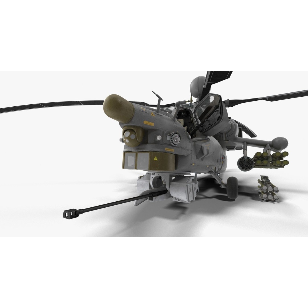 Mi-28N Gray 3D Model – Low Poly Military Helicopter, FBX, OBJ - View 51