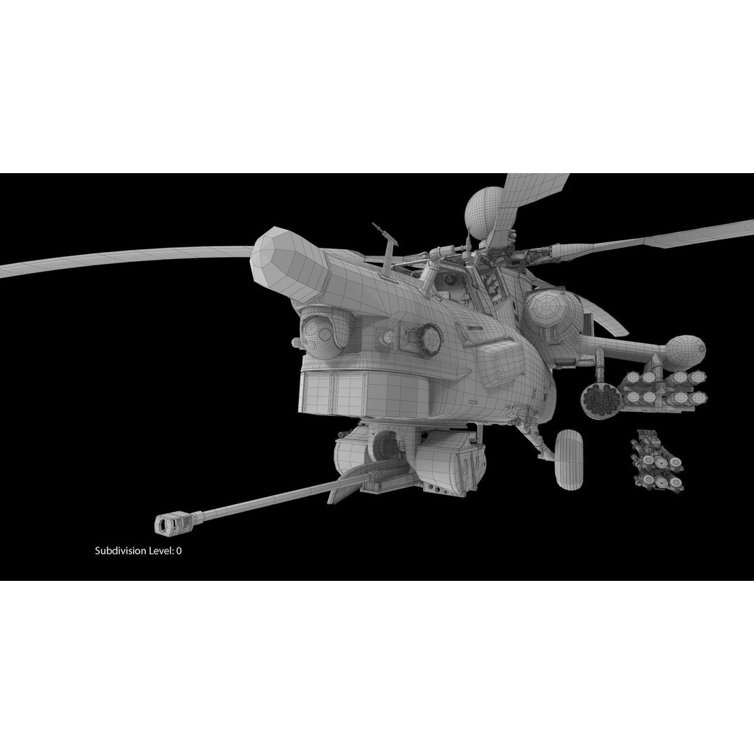 Mi-28N Gray 3D Model – Low Poly Military Helicopter, FBX, OBJ - View 52
