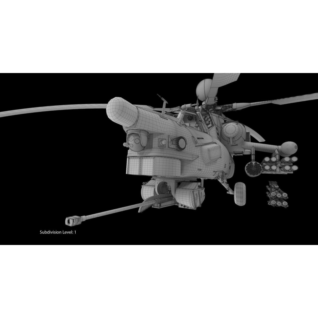 Mi-28N Gray 3D Model – Low Poly Military Helicopter, FBX, OBJ - View 53