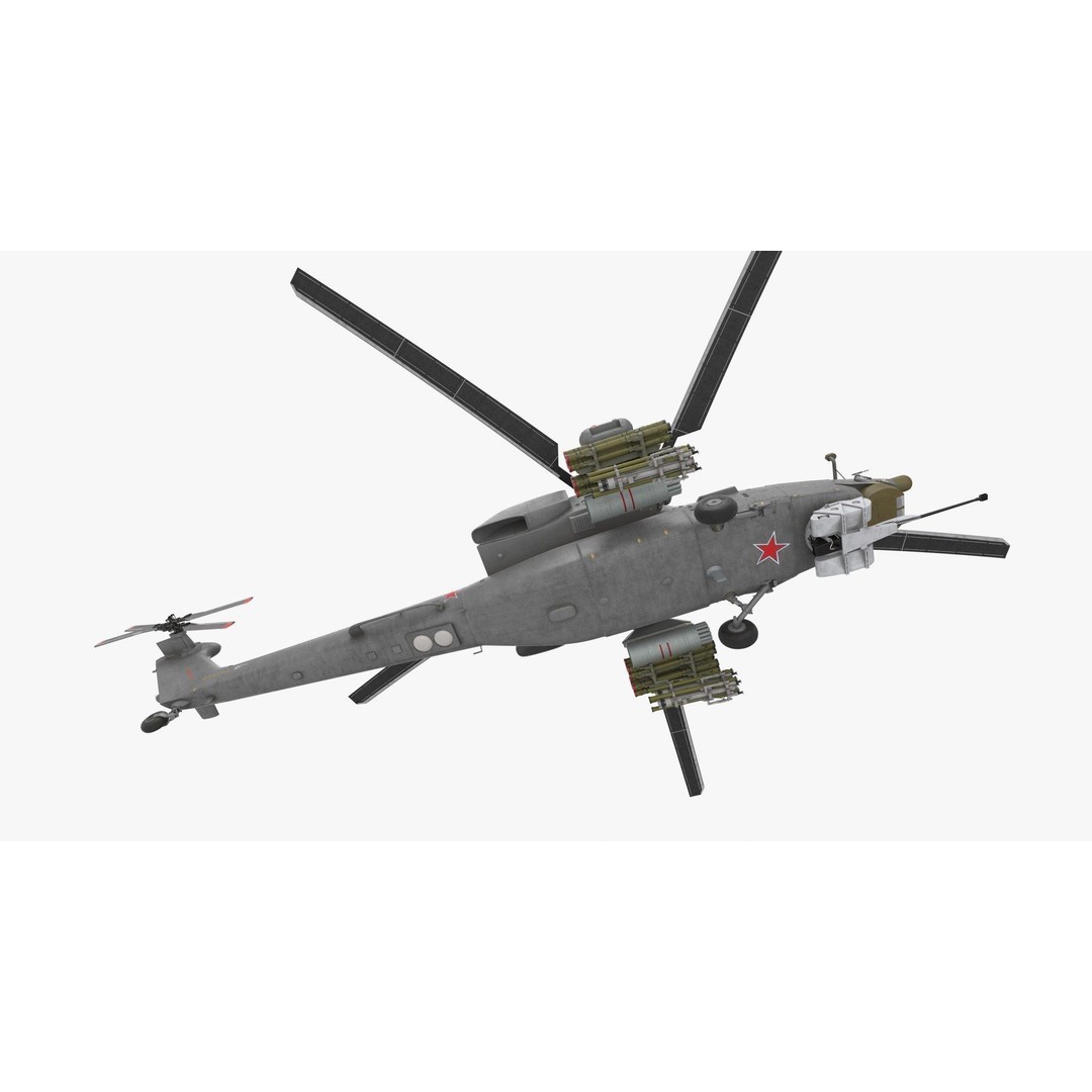Mi-28N Gray 3D Model – Low Poly Military Helicopter, FBX, OBJ - View 54
