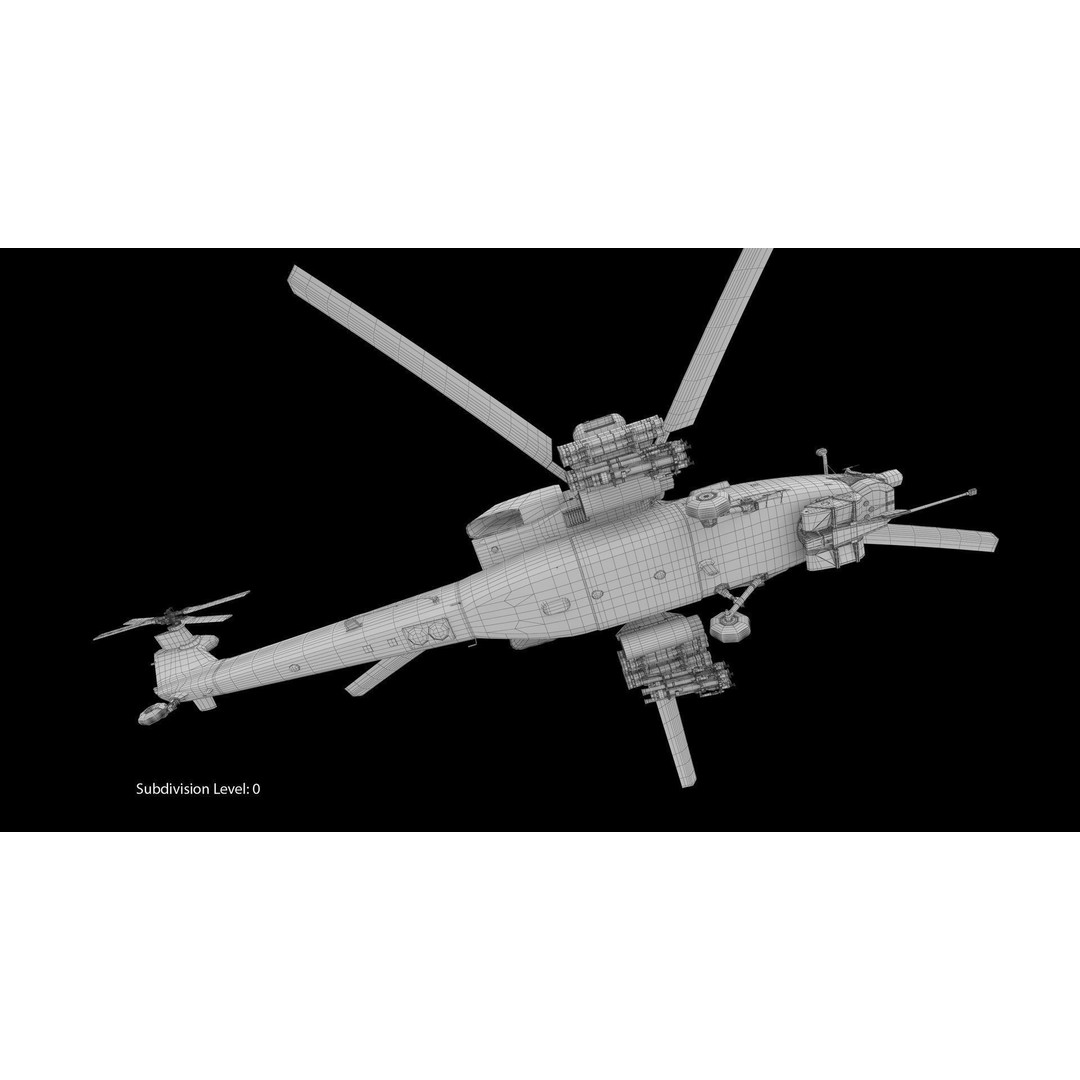 Mi-28N Gray 3D Model – Low Poly Military Helicopter, FBX, OBJ - View 55