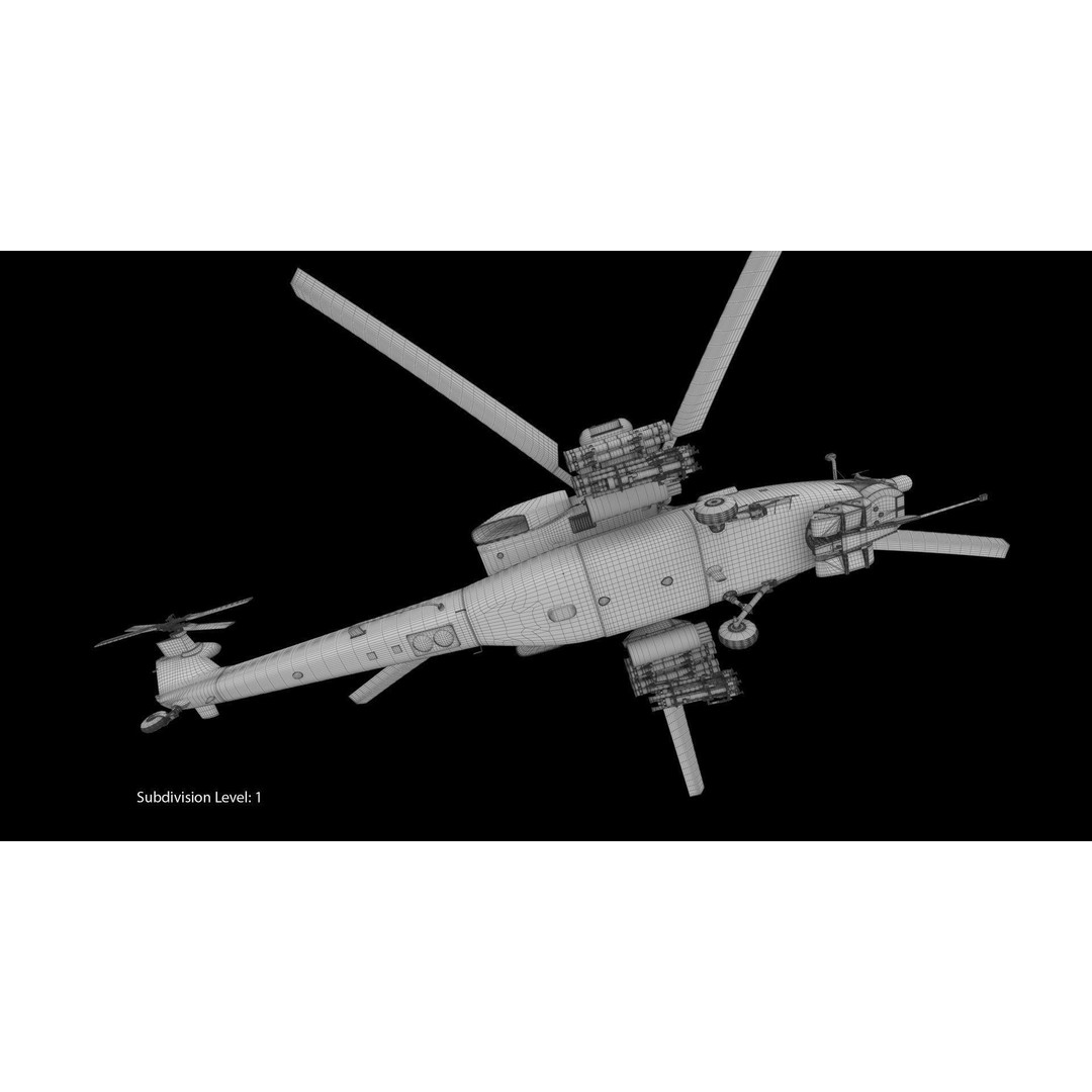 Mi-28N Gray 3D Model – Low Poly Military Helicopter, FBX, OBJ - View 56