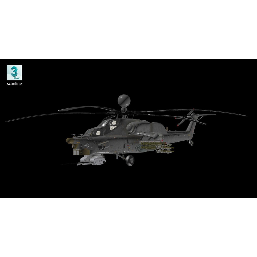 Mi-28N Gray 3D Model – Low Poly Military Helicopter, FBX, OBJ - View 57