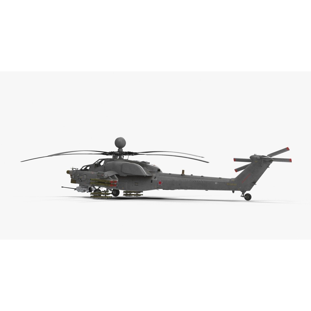 Mi-28N Gray 3D Model – Low Poly Military Helicopter, FBX, OBJ - View 6