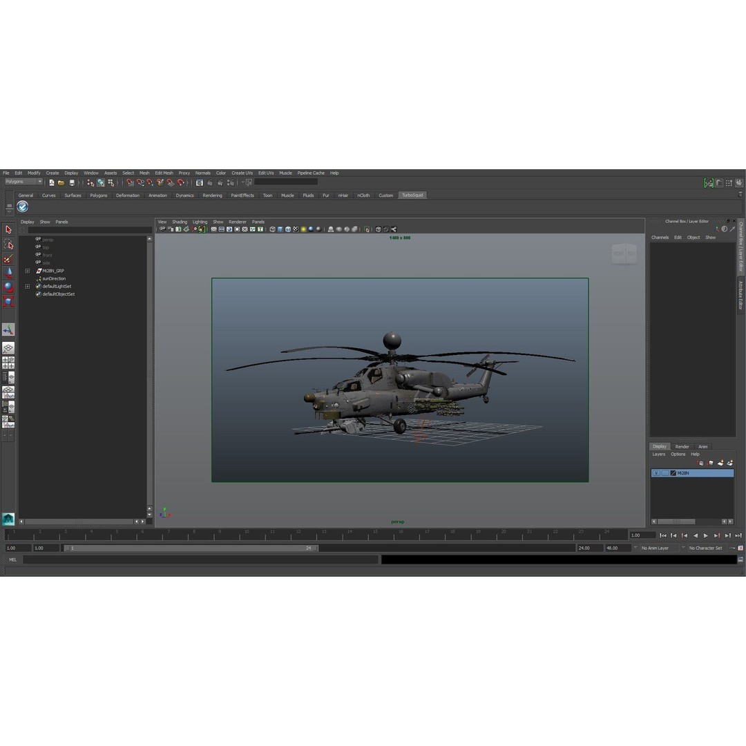 Mi-28N Gray 3D Model – Low Poly Military Helicopter, FBX, OBJ - View 60