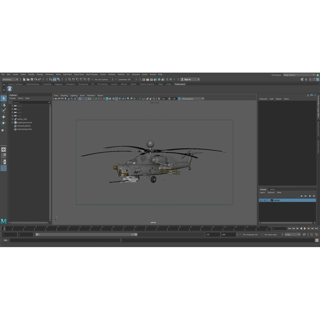 Mi-28N Gray 3D Model – Low Poly Military Helicopter, FBX, OBJ - View 62