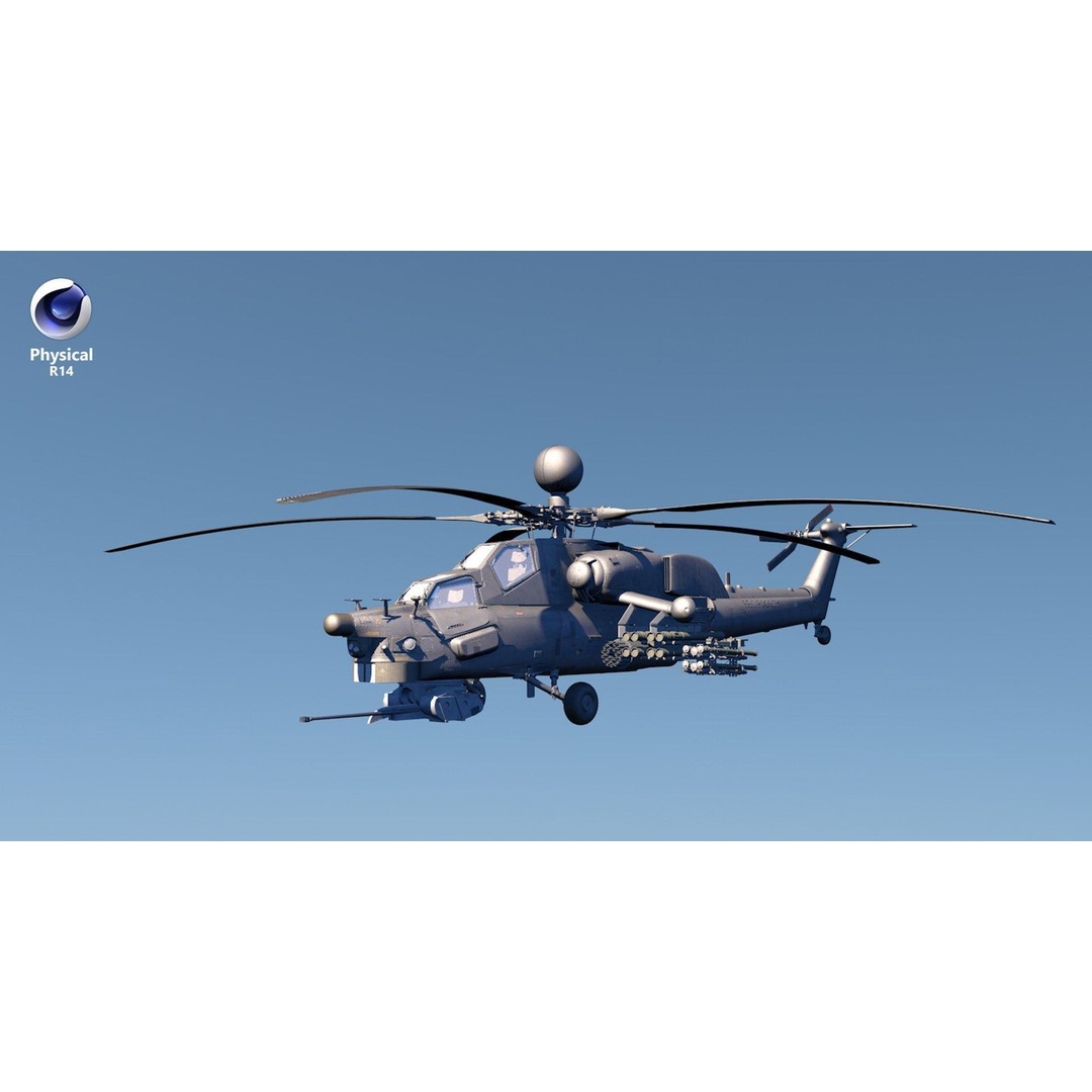 Mi-28N Gray 3D Model – Low Poly Military Helicopter, FBX, OBJ - View 63