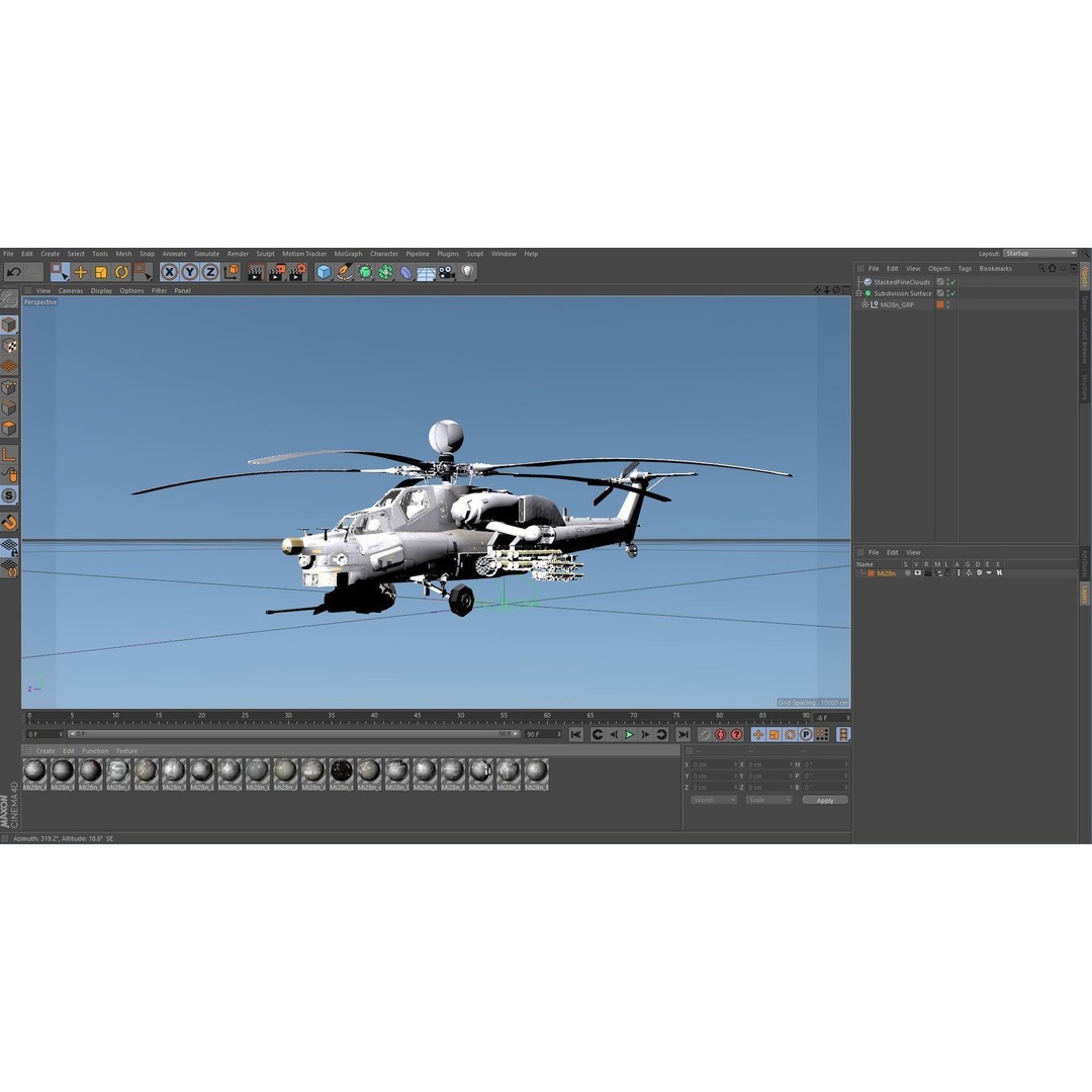 Mi-28N Gray 3D Model – Low Poly Military Helicopter, FBX, OBJ - View 65