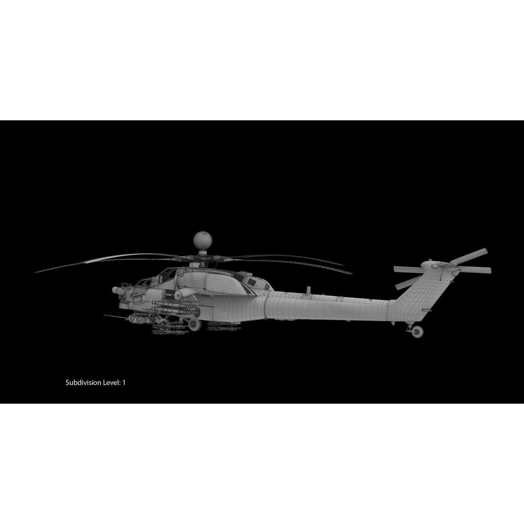Mi-28N Gray 3D Model – Low Poly Military Helicopter, FBX, OBJ - View 8