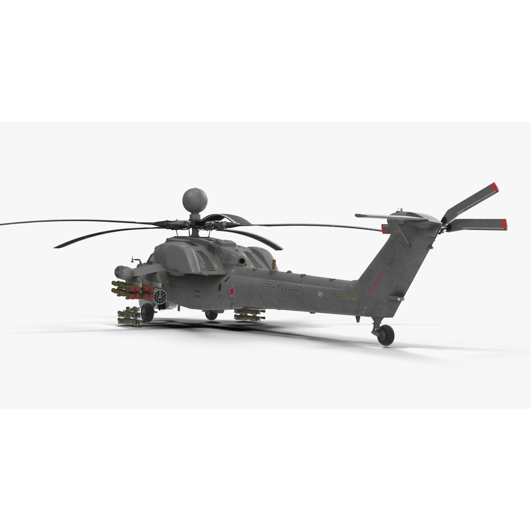 Mi-28N Gray 3D Model – Low Poly Military Helicopter, FBX, OBJ - View 9