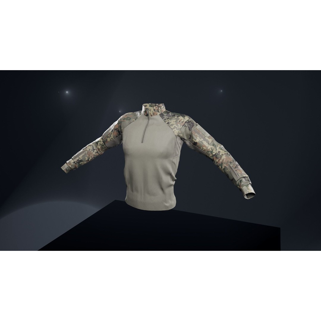 Tactical Shirt 3D Model – Low Poly Game Asset, Rigged, PBR - View 3