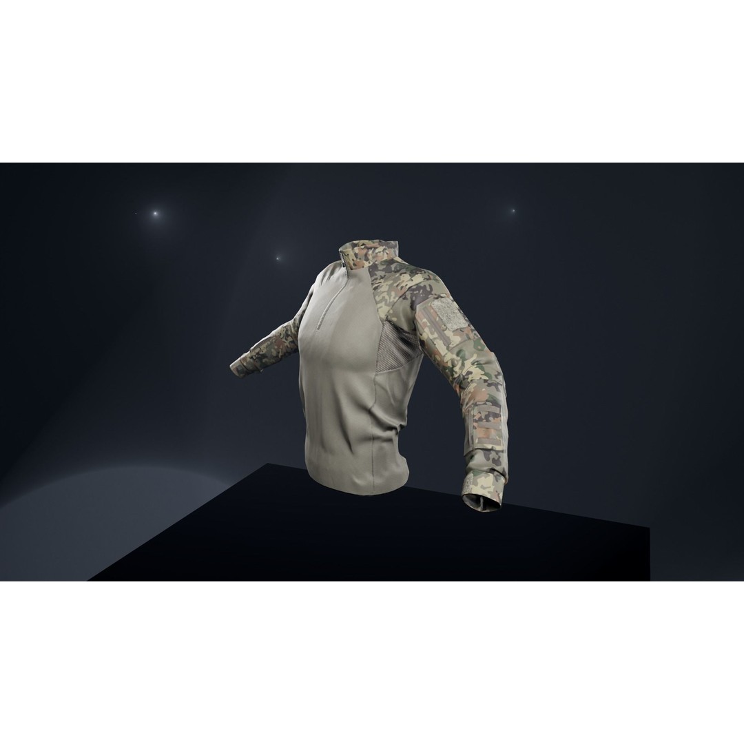 Tactical Shirt 3D Model – Low Poly Game Asset, Rigged, PBR - View 9