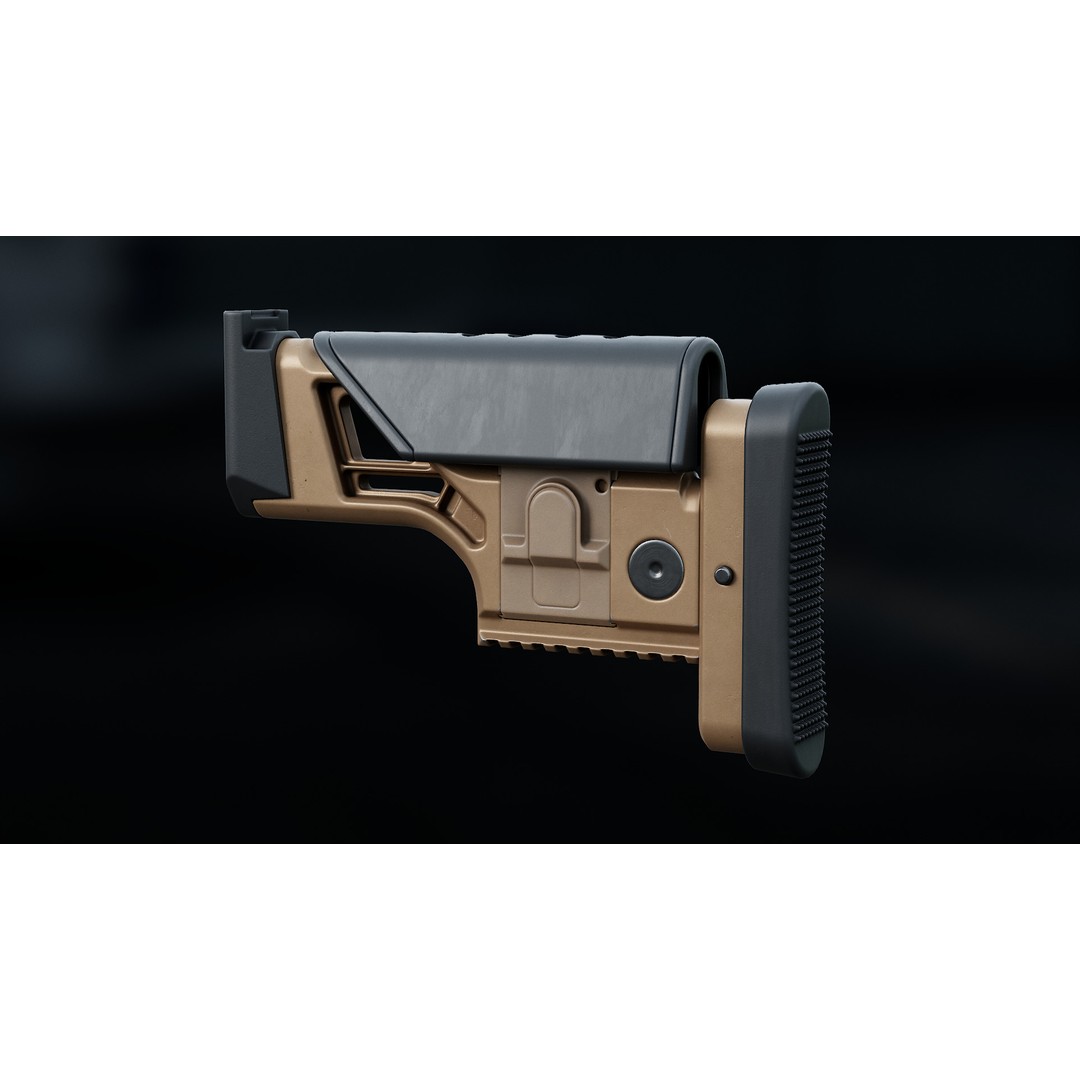 FN MK 20 SSR Stock 3D Model – Low Poly Game Ready Asset, FBX, OBJ - View 12