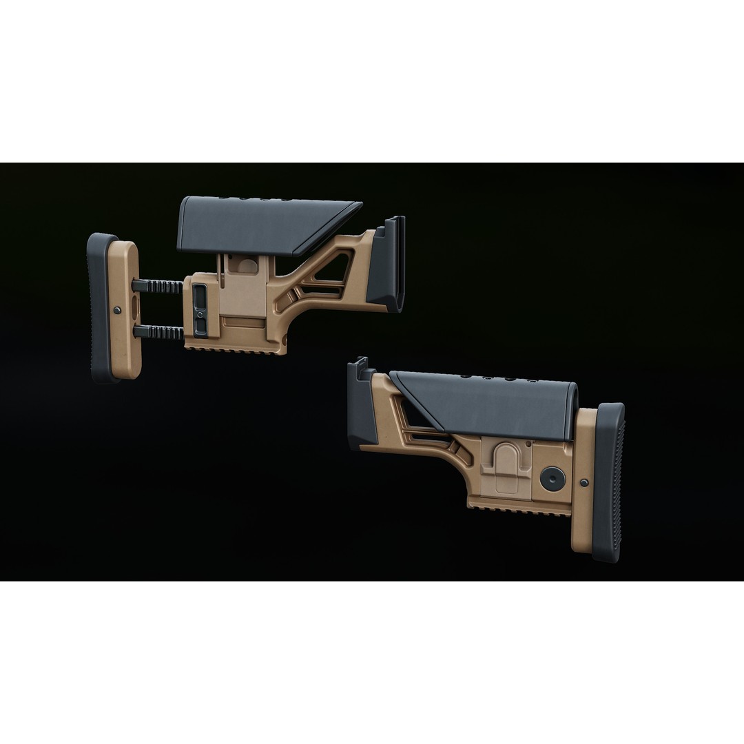 FN MK 20 SSR Stock 3D Model – Low Poly Game Ready Asset, FBX, OBJ - View 13