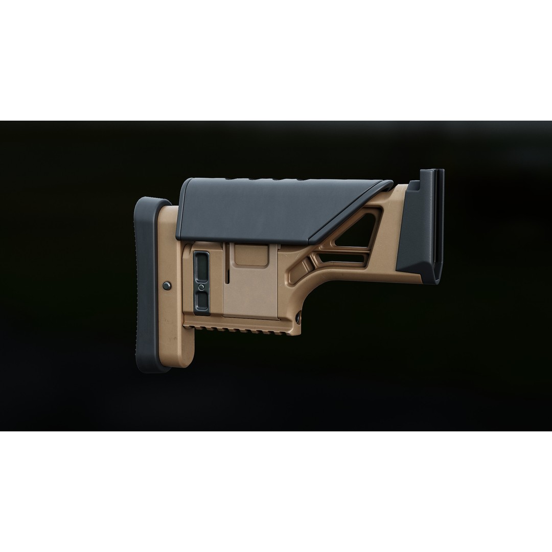 FN MK 20 SSR Stock 3D Model – Low Poly Game Ready Asset, FBX, OBJ - View 14