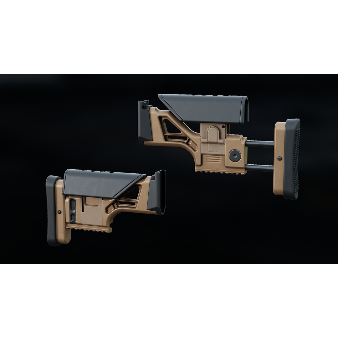 FN MK 20 SSR Stock 3D Model – Low Poly Game Ready Asset, FBX, OBJ - View 16