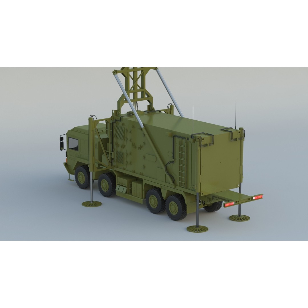 Mobile Tracking Radar Truck 3D Model – High Poly PBR Asset for Games, FBX, OBJ - View 10