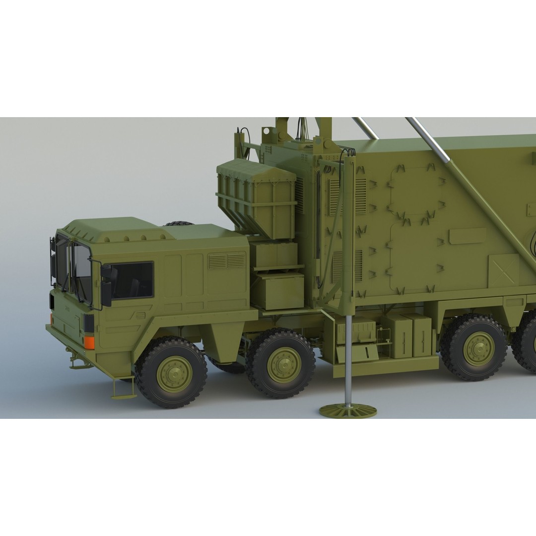 Mobile Tracking Radar Truck 3D Model – High Poly PBR Asset for Games, FBX, OBJ - View 14