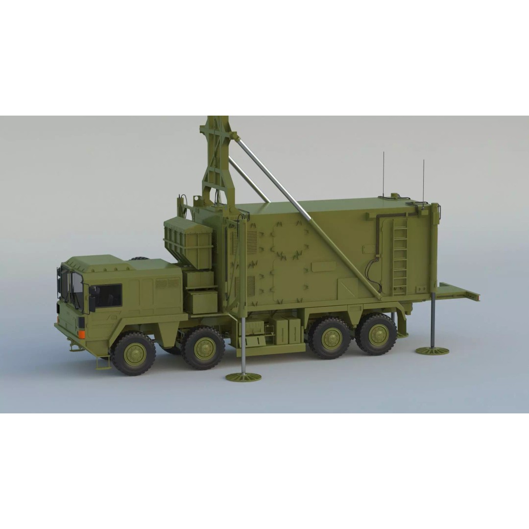 Mobile Tracking Radar Truck 3D Model – High Poly PBR Asset for Games, FBX, OBJ - View 2