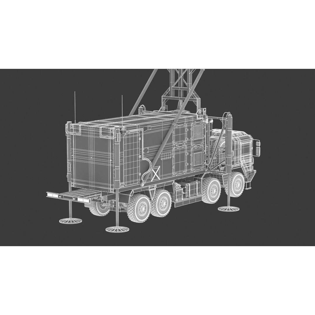 Mobile Tracking Radar Truck 3D Model – High Poly PBR Asset for Games, FBX, OBJ - View 30