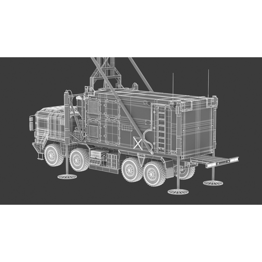 Mobile Tracking Radar Truck 3D Model – High Poly PBR Asset for Games, FBX, OBJ - View 32
