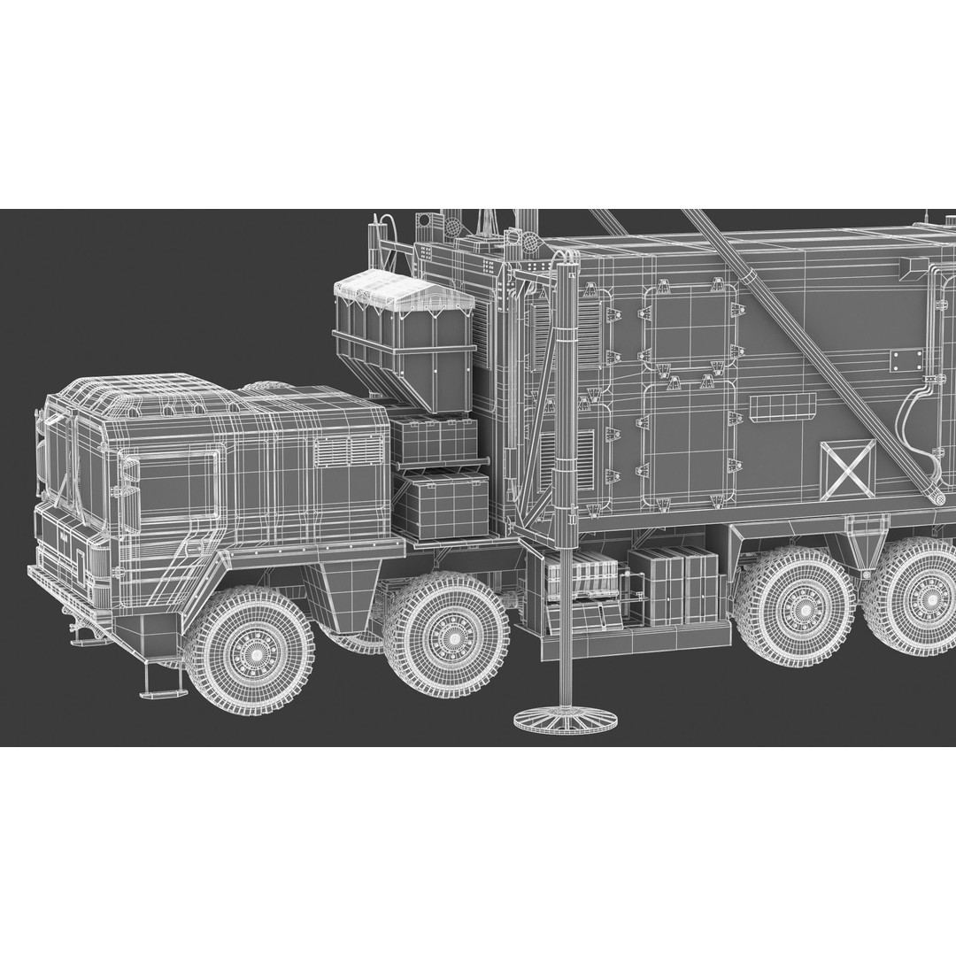 Mobile Tracking Radar Truck 3D Model – High Poly PBR Asset for Games, FBX, OBJ - View 36