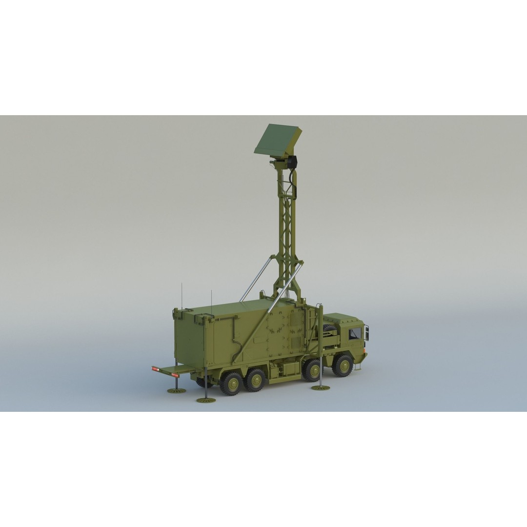 Mobile Tracking Radar Truck 3D Model – High Poly PBR Asset for Games, FBX, OBJ - View 4