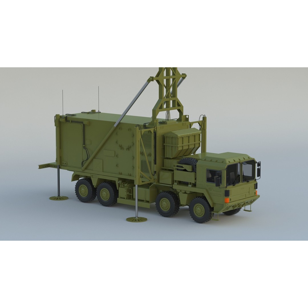 Mobile Tracking Radar Truck 3D Model – High Poly PBR Asset for Games, FBX, OBJ - View 6