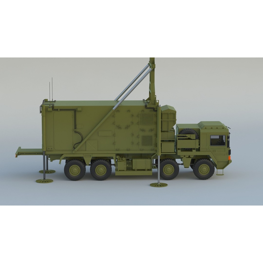 Mobile Tracking Radar Truck 3D Model – High Poly PBR Asset for Games, FBX, OBJ - View 7