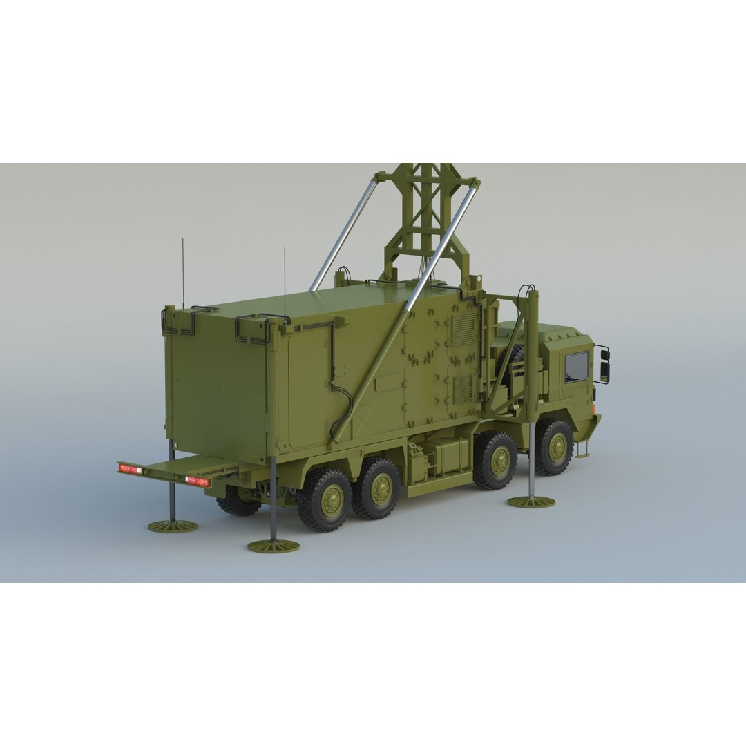 Mobile Tracking Radar Truck 3D Model – High Poly PBR Asset for Games, FBX, OBJ - View 8